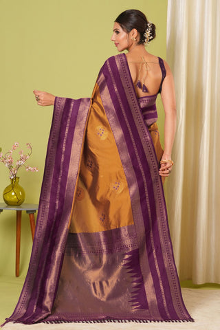 Orange Banarasi Silk Saree_Kumari Sarees