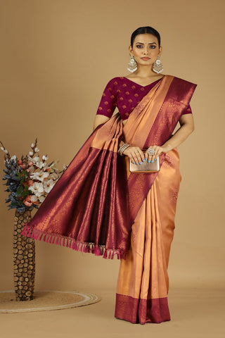 Orange Banarasi Silk Saree _Kumari Sarees