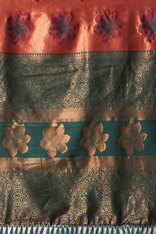 Orange Banarasi Silk Saree_Kumari Sarees