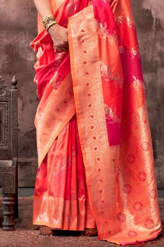 Orange Handloom Weaving Silk Saree_Kumari Sarees