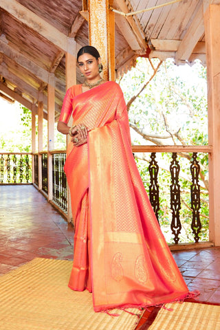 ORANGE KANJEEVARAM HANDLOOM SILK SAREE 