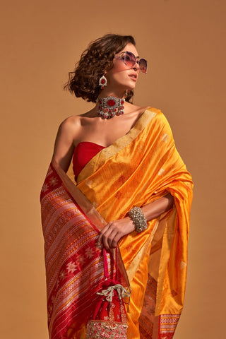 ORANGE HANDLOOM WEAVING SAREE