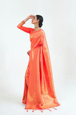 ORANGE KANJEEVARAM HANDLOOM SILK SAREE 