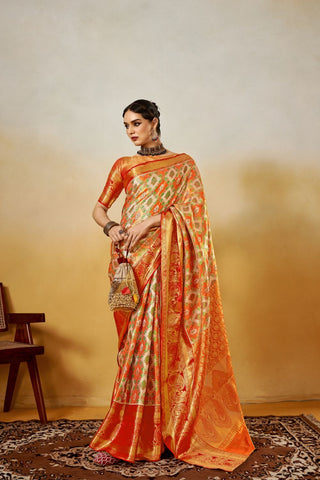 Orange Dharmavaram Silk Saree_Kumari Sarees