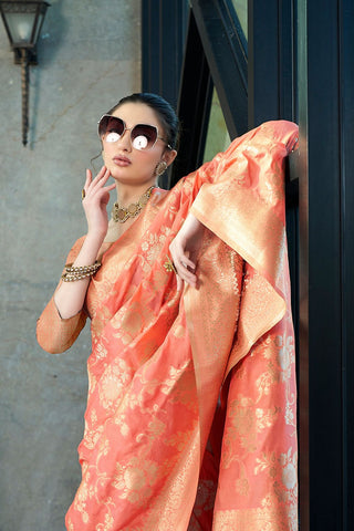 Orange Crepe Georgette Saree_Kumari Sarees
