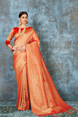 ORANGE KANJEEVARAM HANDLOOM SILK SAREE 