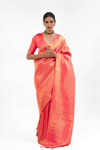 ORANGE KANJEEVARAM HANDLOOM SILK SAREE 