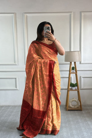 Orange Pure Georgette Silk Saree