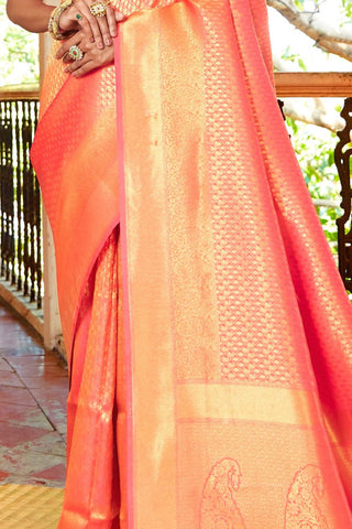 Orange Handloom Weaving Saree