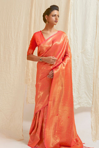 ORANGE KANJEEVARAM HANDLOOM SILK SAREE 