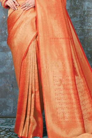 Orange Kanjeevaram Handloom Silk Saree