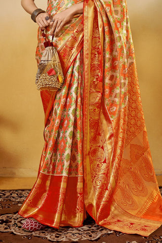 Orange Dharmavaram Silk Saree_Kumari Sarees