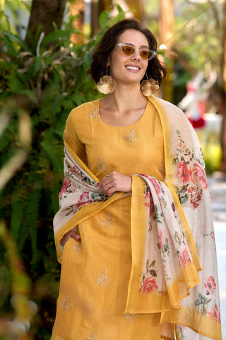 Orange Tissue With Embroidery Kurta Set_Kumari Sarees