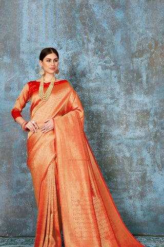 Orange Kanjeevaram Handloom Silk Saree