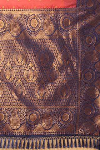 Orange & Navy Blue Kanjeevaram Silk Saree_Kumari Sarees