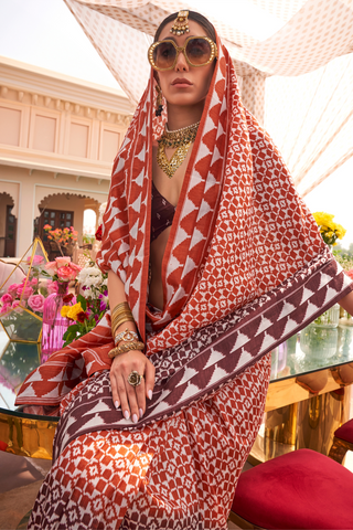 Orange Patola Silk Saree