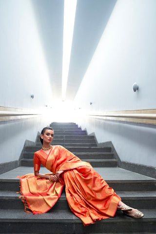 ORANGE KANJEEVARAM HANDLOOM SILK SAREE 