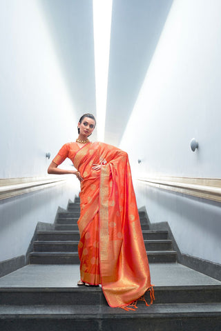 ORANGE KANJEEVARAM HANDLOOM SILK SAREE 