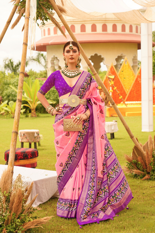 PINK BANARASI PATOLA SILK SAREE