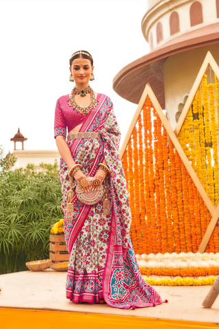 PINK BANARASI PATOLA SILK SAREES