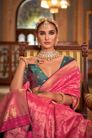 PINK BANARASI PATOLA SILK SAREES