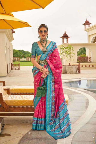 PINK BANARASI PATOLA SILK SAREE