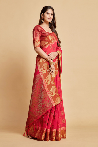 PINK CHANDERI COTTON SAREE