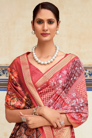 PINK DOLA VISCOSE WITH TOP CLASS PRINT SAREES