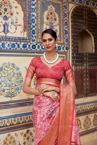 PINK DOLA VISCOSE WITH TOP CLASS PRINT SAREES