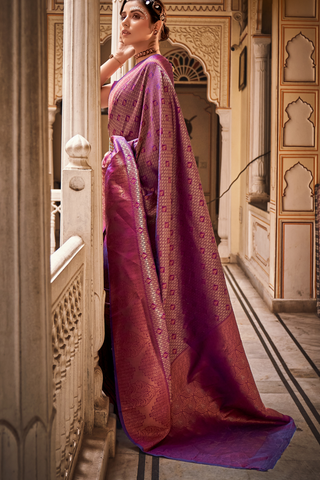 PINK HANDLOOM WEAVING SILK WITH ZARI SAREE