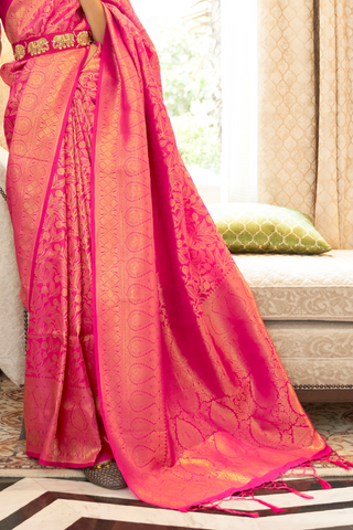 PINK KANJEEVARAM HANDLOOM SILK SAREE 