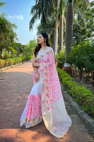 PINK ORGANZA SILK SAREE