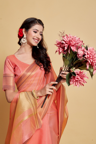 PINK ORGANZA SAREE