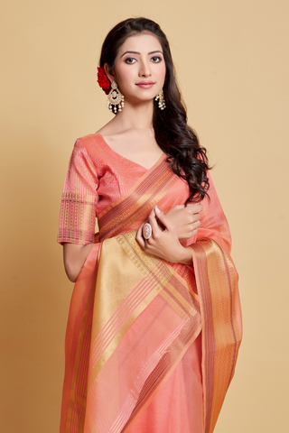 PINK ORGANZA SAREE