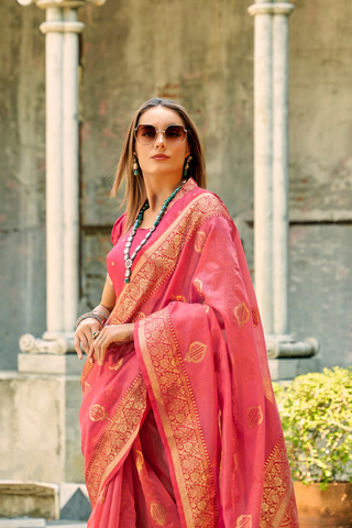 PINK TISSUE SILK SAREE