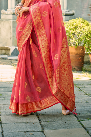 PINK TISSUE SILK SAREE