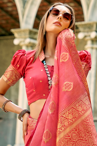 PINK TISSUE SILK SAREE