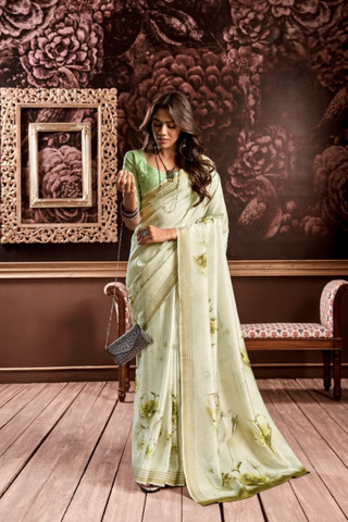 PISTA GREEN PURE HANDLOOM SILK SAREE