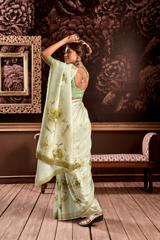 PISTA GREEN PURE HANDLOOM SILK SAREE