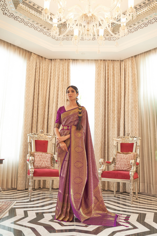 PURPLE KANJEEVARAM HANDLOOM SILK SAREE 