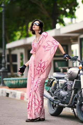 PEACH SATIN SILK SAREE