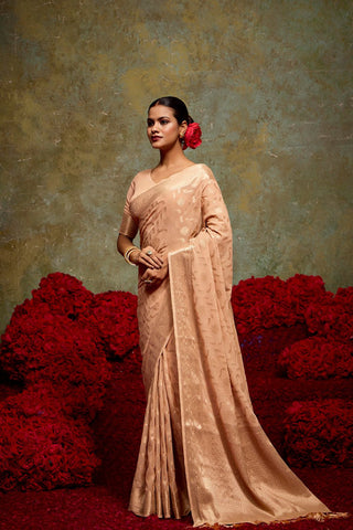 Peach Georgette Silk Saree_Kumari Sarees