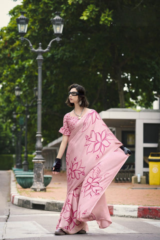 PEACH SATIN SILK SAREE