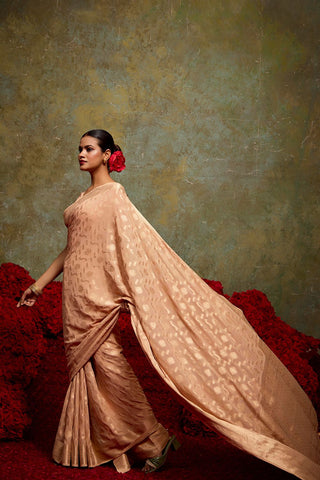 Peach Georgette Silk Saree_Kumari Sarees