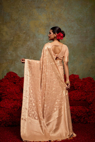Peach Georgette Silk Saree_Kumari Sarees
