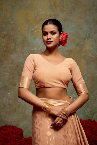 Peach Georgette Silk Saree_Kumari Sarees