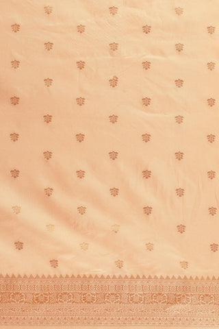 Peach Nylon Satin Weaving Jacquard Saree_Kumari Sarees