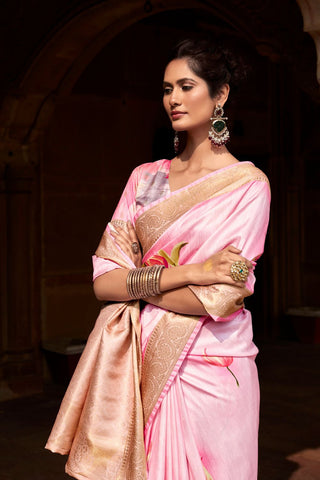 Pink & Orange Pure Handloom Saree