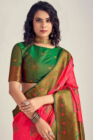 PINK&GREEN SOFT SILK SAREE