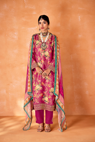 Pink Kanjeevaram Embroidery Border Kurta Set